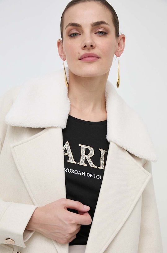 Morgan płaszcz z domieszką wełny GATSBY beżowy GATSBY.IVOIRE