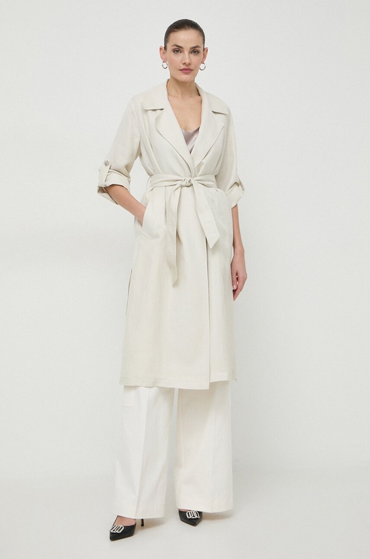 Marella płaszcz z domieszką lnu nieocieplane beżowy 2413121015200