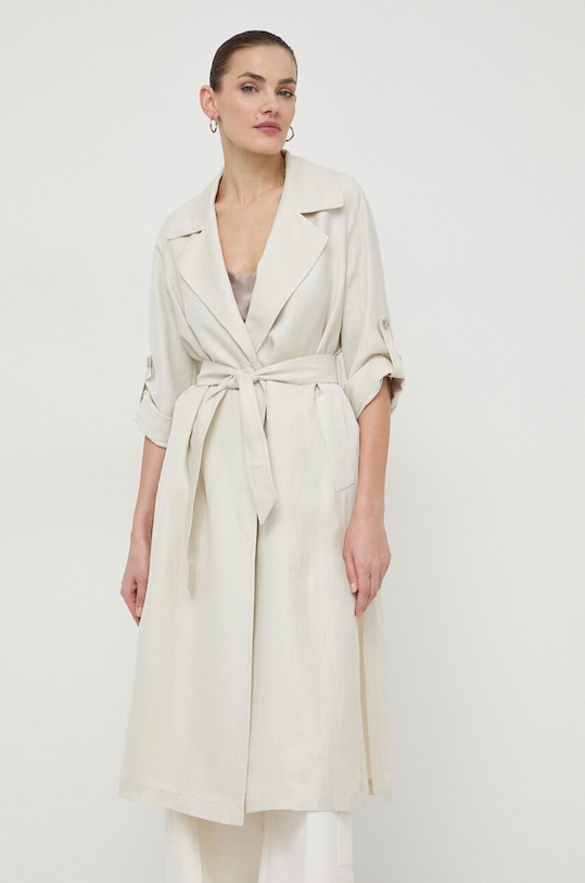 Marella płaszcz z domieszką lnu beżowy 2413121015200