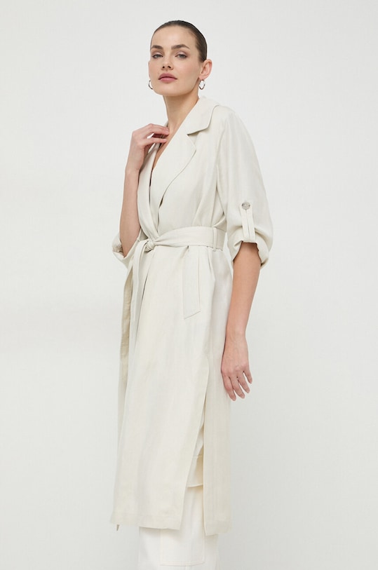 Marella płaszcz z domieszką lnu 2413121015200 beżowy