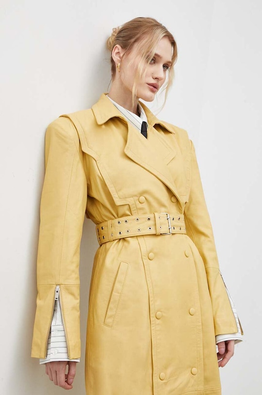 Kožený kabát Gestuz 10908974 žlutá SS24