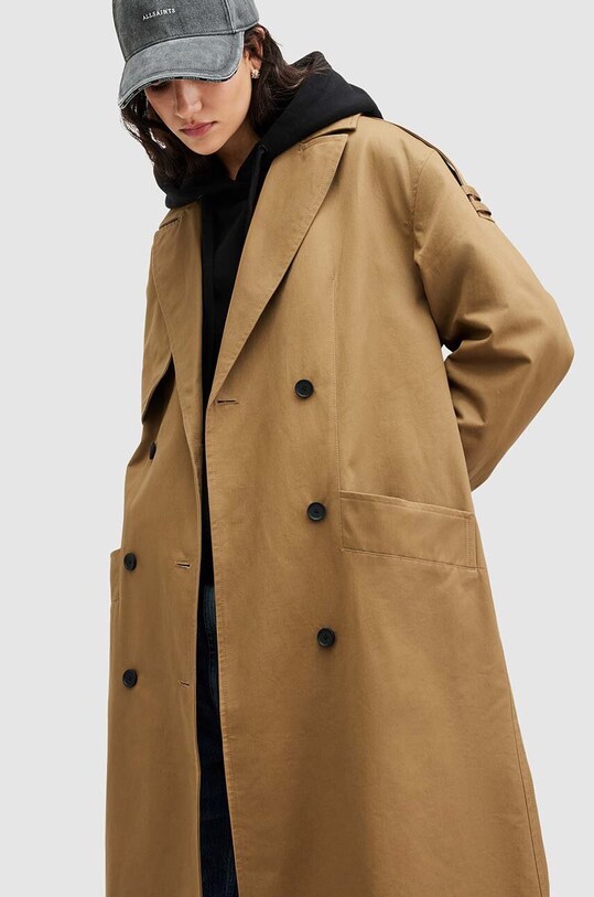Бавовняне пальто AllSaints WYATT WO521Z коричневий SS24