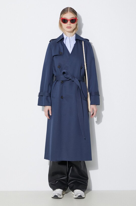 Clothing Kenzo trench coat Solid Elongated Kimono Trench FE52MA0729OV.77 navy
