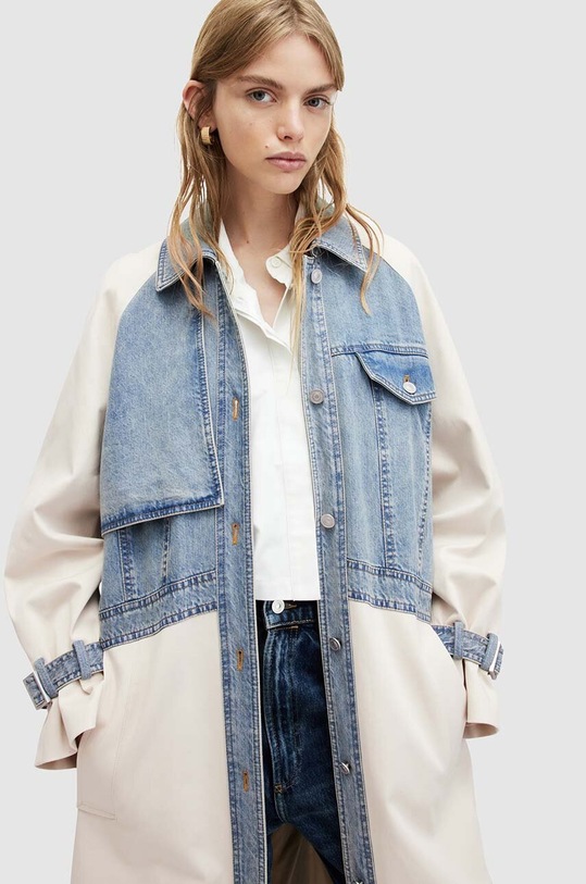AllSaints trencz bawełniany DAYLY TRENCH WO508Z beżowy SS24