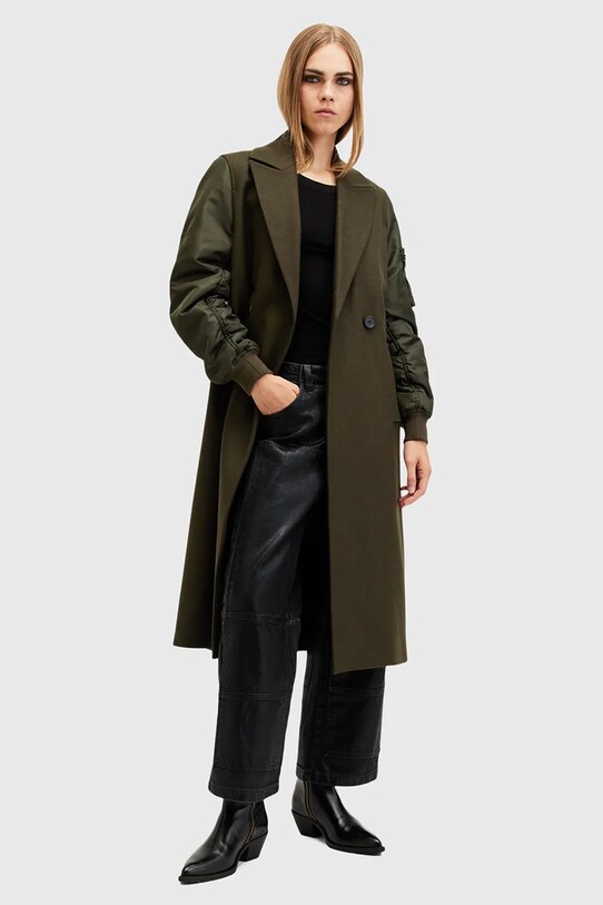 Пальто с шерстью AllSaints PAULAH W007OZ зелёный
