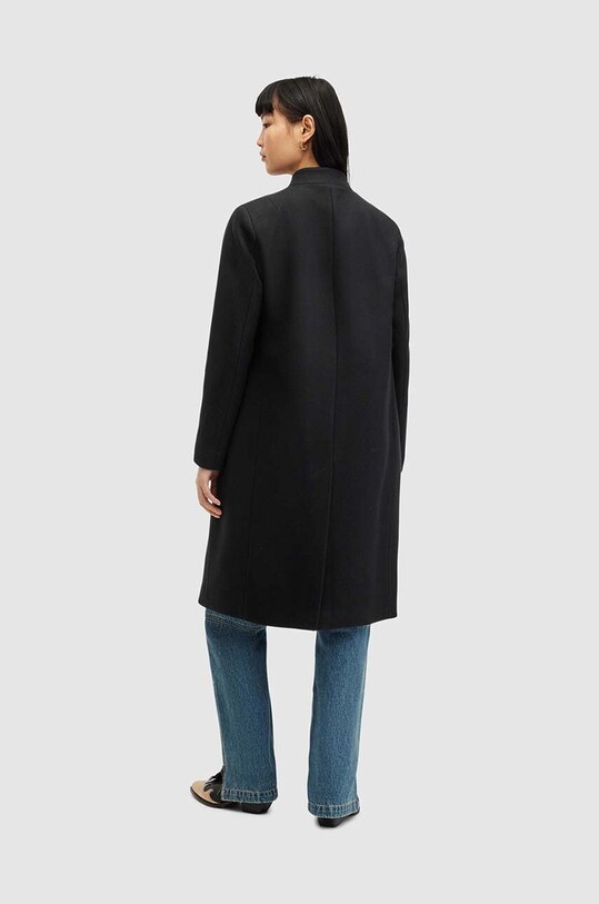 AllSaints płaszcz wełniany SIDNEY W008OZ czarny