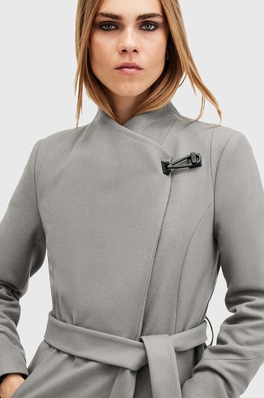 Vlněný kabát AllSaints RILEY W009OZ šedá AW24