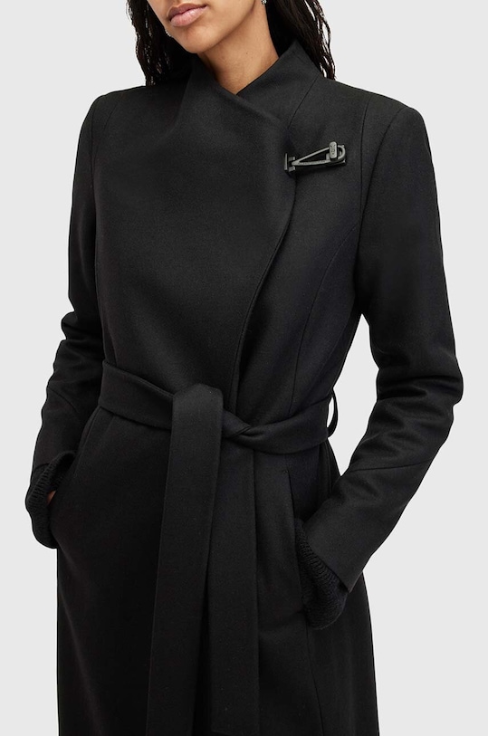 Vlnený kabát AllSaints RILEY W009OZ čierna AW24