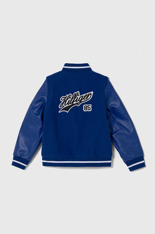 Tommy Hilfiger kurtka bomber dziecięca z domieszką wełny KB0KB08879.PPYH niebieski SS24