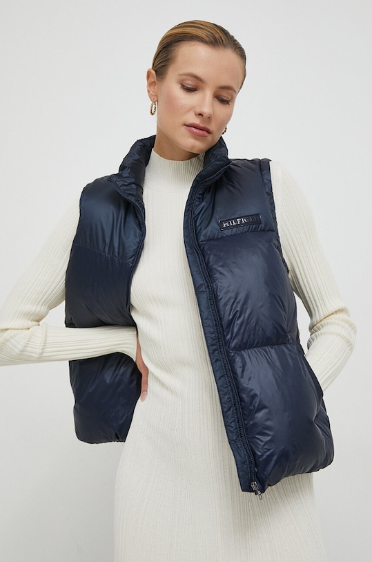 Tommy Hilfiger bezrękawnik puchowy bez kaptura granatowy WW0WW41170