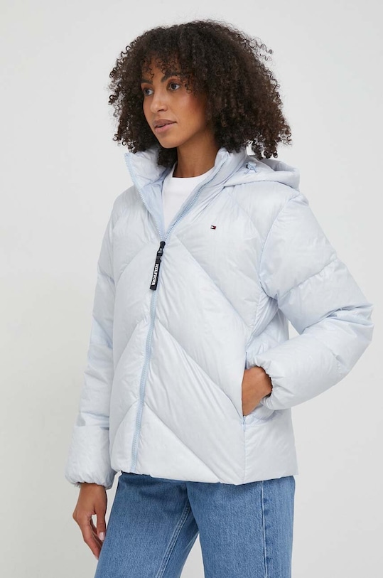 Péřová bunda Tommy Hilfiger s podšívkou modrá WW0WW41176