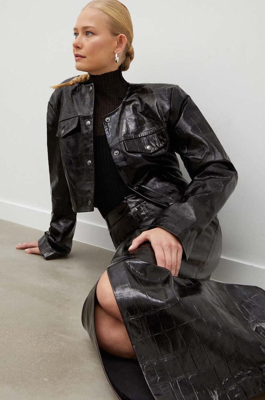 Kožená bunda Gestuz černá 10908597