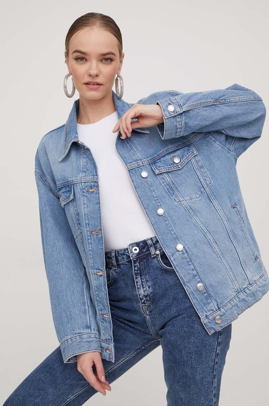 Džínová bunda HUGO bez kapuce modrá 50508851