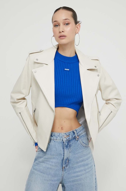 Pepe Jeans geacă biker cu captuseala bej 50512604