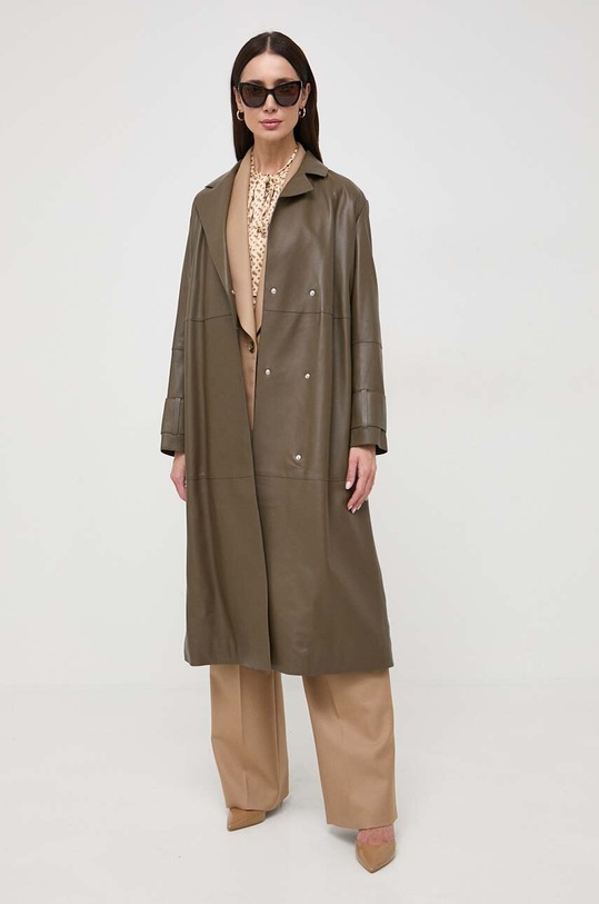 BOSS płaszcz skórzany 50505512 brązowy SS24