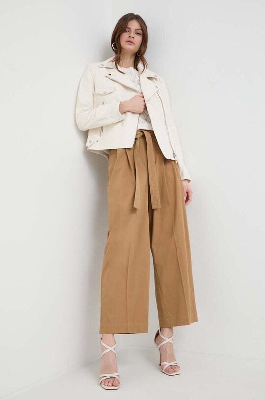 Δερμάτινο jacket BOSS 50505622 λευκό SS24