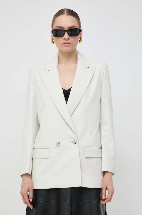 BOSS marynarka skórzana skóra naturalna szary 50516949