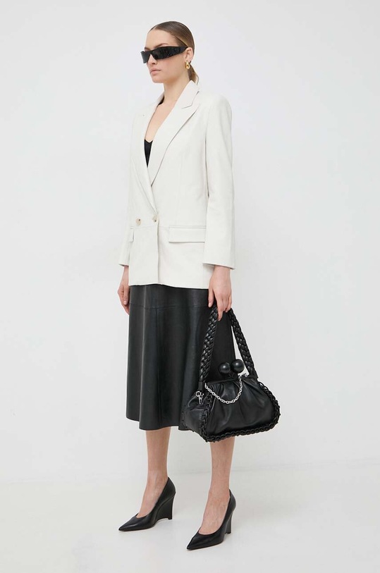 BOSS marynarka skórzana 50516949 szary SS24