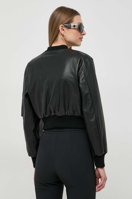 Odzież Elisabetta Franchi kurtka bomber skórzana GD35Z41E2 czarny