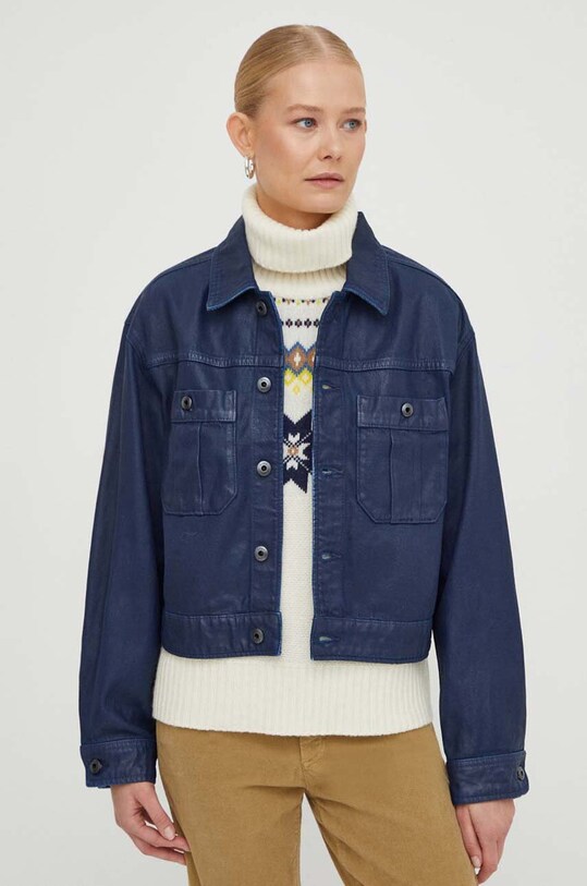 G-Star geacă din denim necaptusit bleumarin D24082.D436