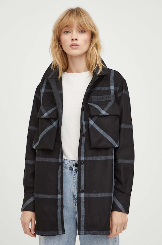 G-Star geacă cu aspect de cămașă necaptusit negru D23554.D402