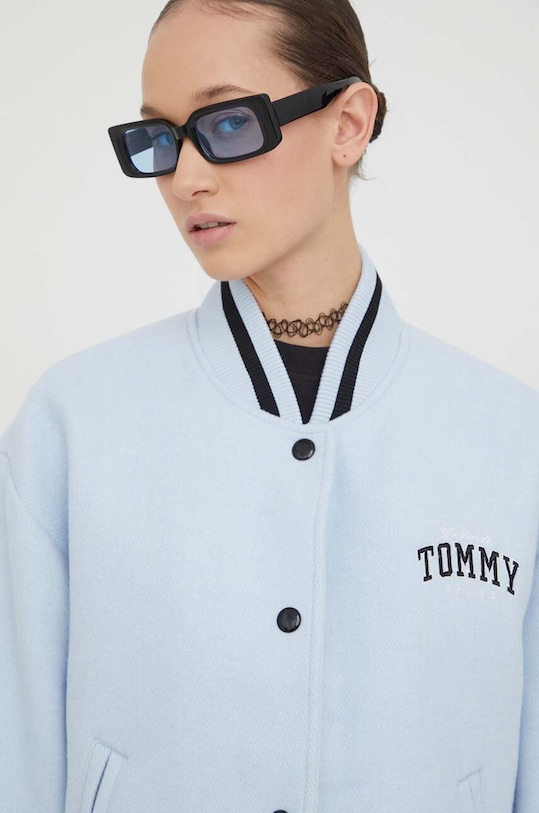 Tommy Jeans kurtka bomber z domieszką wełny DW0DW17236 niebieski