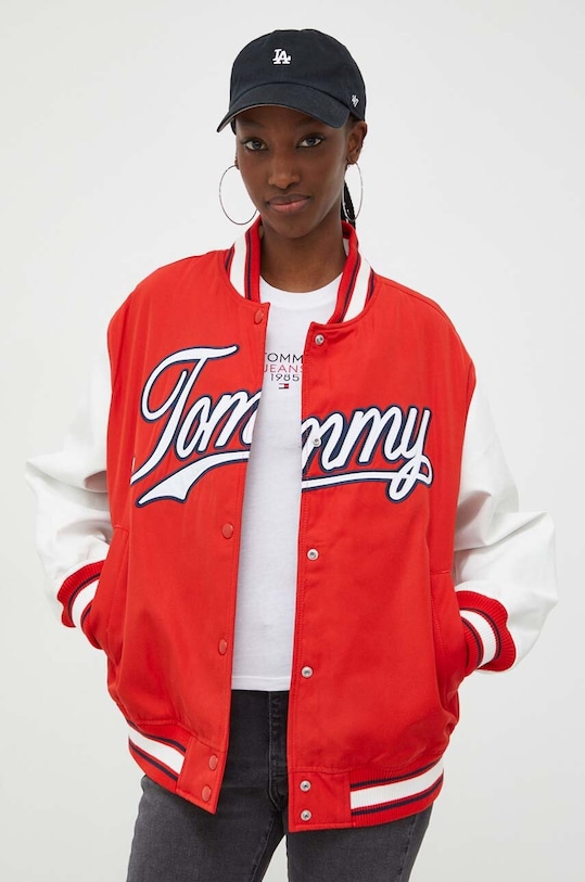 Bomber bunda Tommy Jeans přechodné červená DW0DW17233