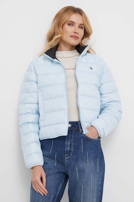 Calvin Klein Jeans kurtka puchowa bez kaptura niebieski J20J222585