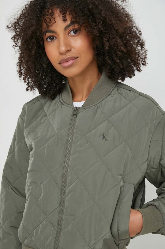 Calvin Klein Jeans kurtka bomber bez kaptura zielony J20J222587