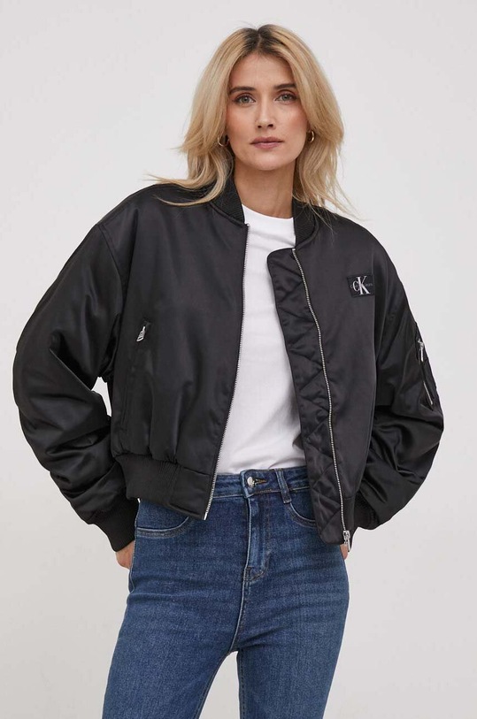 Calvin Klein Jeans kurtka bomber bez kaptura czarny J20J222591