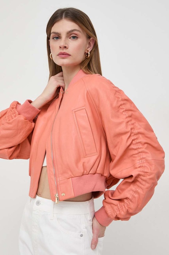 Pinko giacca in pelle stile bomber non isolato arancione 102988.A1NL
