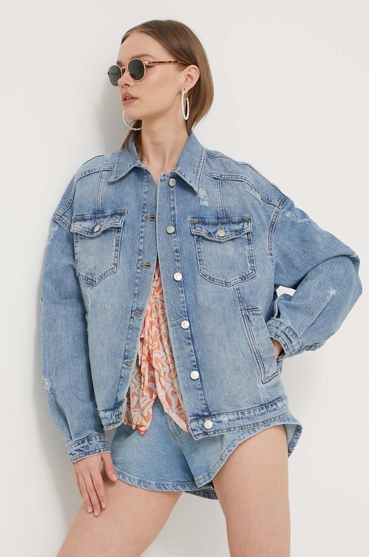 Odzież Chiara Ferragni kurtka jeansowa PUNK PUNK 76CBS414 niebieski