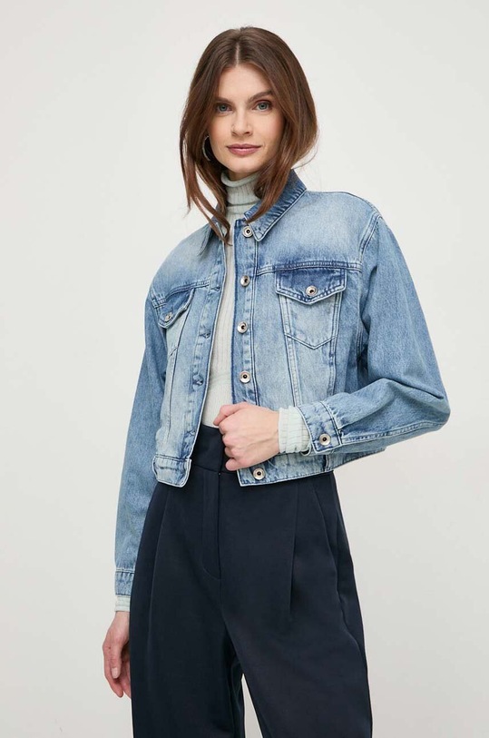 Patrizia Pepe kurtka jeansowa bez kaptura niebieski 8O0126.D1WZB
