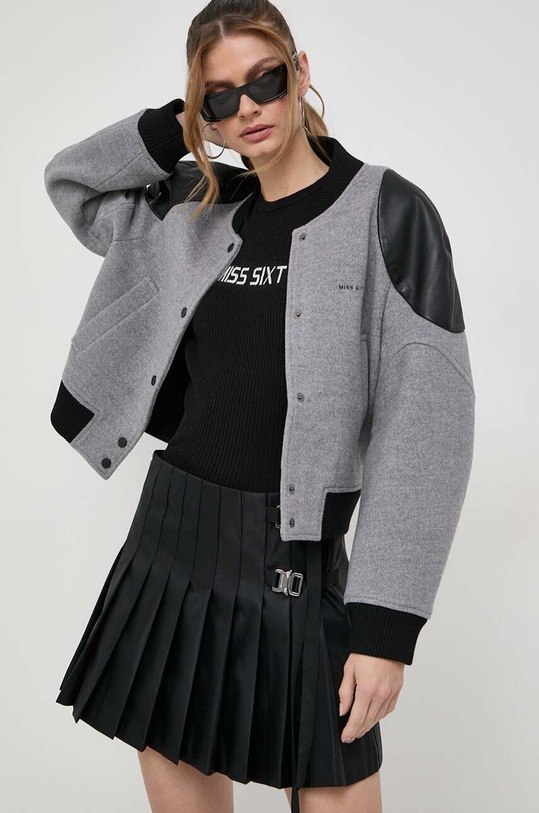 Miss Sixty kurtka bomber wełniana wełna szary 6T4MJ1120000