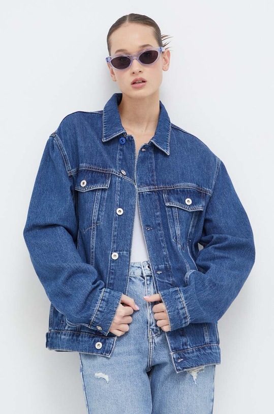 Karl Lagerfeld Jeans kurtka jeansowa bez kaptura niebieski 240D1404