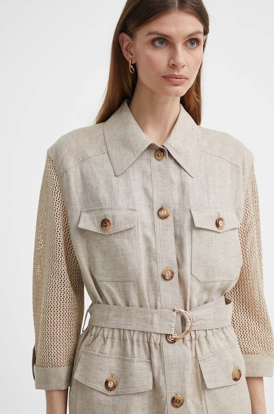 Plátěné sako Luisa Spagnoli VELISTA oversize béžová 540731