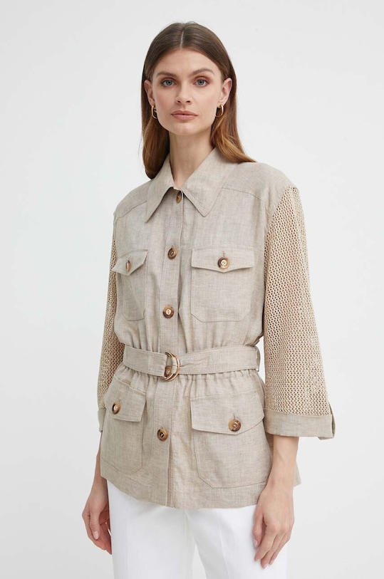 Plátěné sako Luisa Spagnoli VELISTA béžová 540731