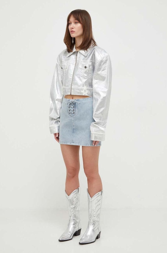 Džínová bunda Rotate 1117782667 stříbrná SS24