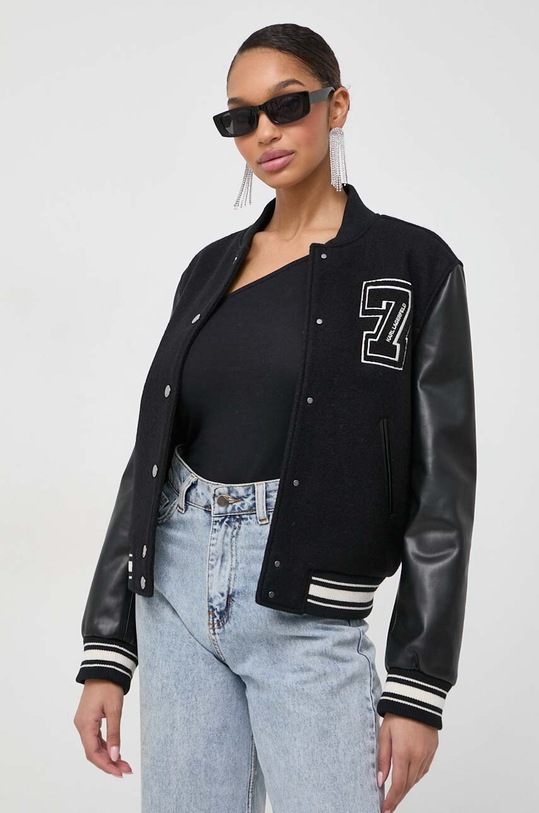 Abbigliamento Karl Lagerfeld giubbotto bomber in misto lana 240W1415 nero