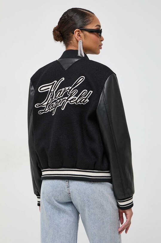 Karl Lagerfeld giubbotto bomber in misto lana nero 240W1415