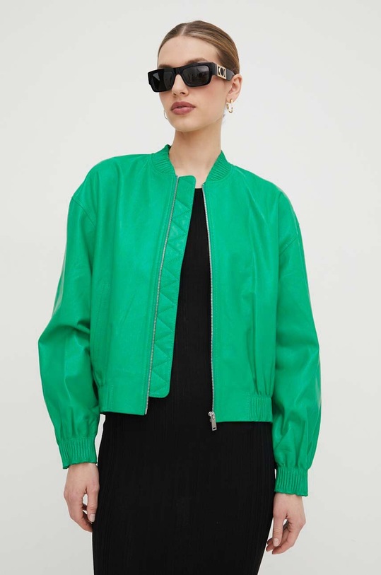 Kožená bomber bunda Custommade Francette zelená 999418856