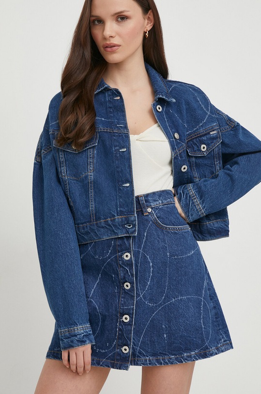 Džínová bunda Pepe Jeans FOXLEY LOGO riflovina námořnická modř PL402329