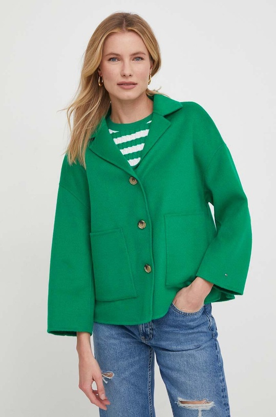 Tommy Hilfiger kurtka wełniana zielony WW0WW42465
