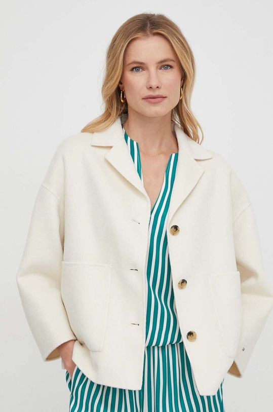Tommy Hilfiger kurtka wełniana bez kaptura beżowy WW0WW42465