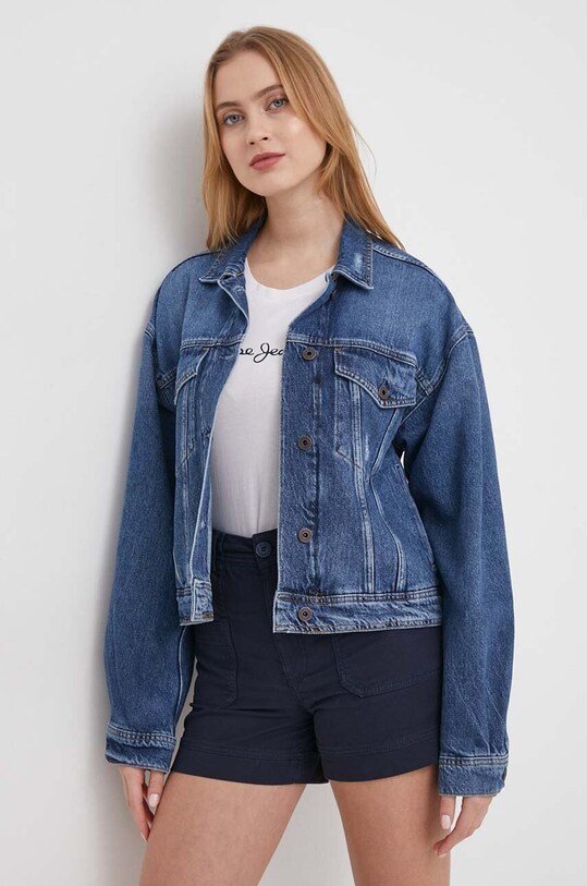 Pepe Jeans kurtka jeansowa RELAXED JACKET bez kaptura niebieski PL402392HU8
