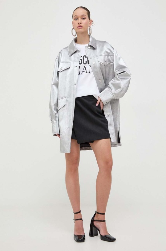 Moschino Jeans geacă cu aspect de cămașă 0614.3221 argintiu SS24