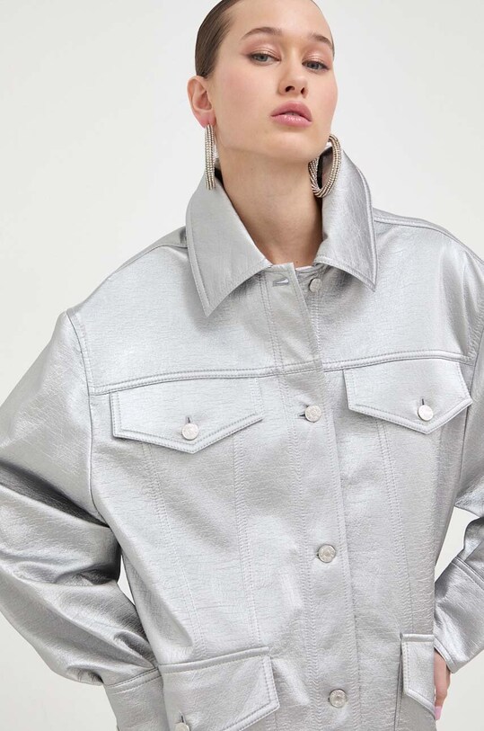 Košilová bunda Moschino Jeans 0614.3221 stříbrná