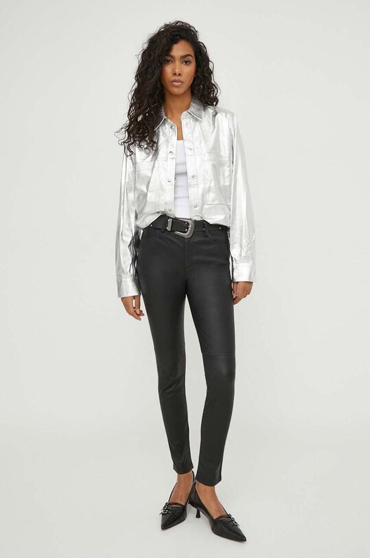 Кожаная рубашка IRO WP100NAZIL серебрянный