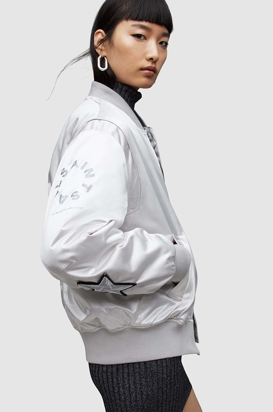 AllSaints kurtka bomber Echo srebrny WO089Z