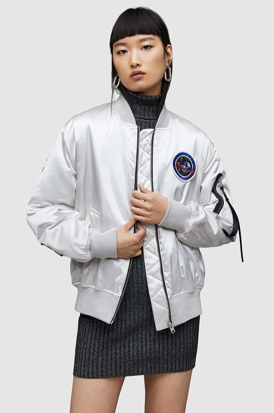 AllSaints kurtka bomber Echo WO089Z srebrny
